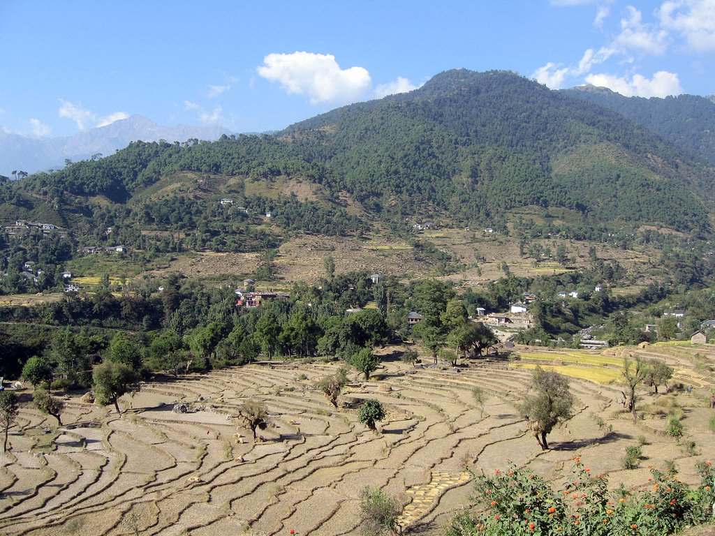 Mountain village landscape near Bir