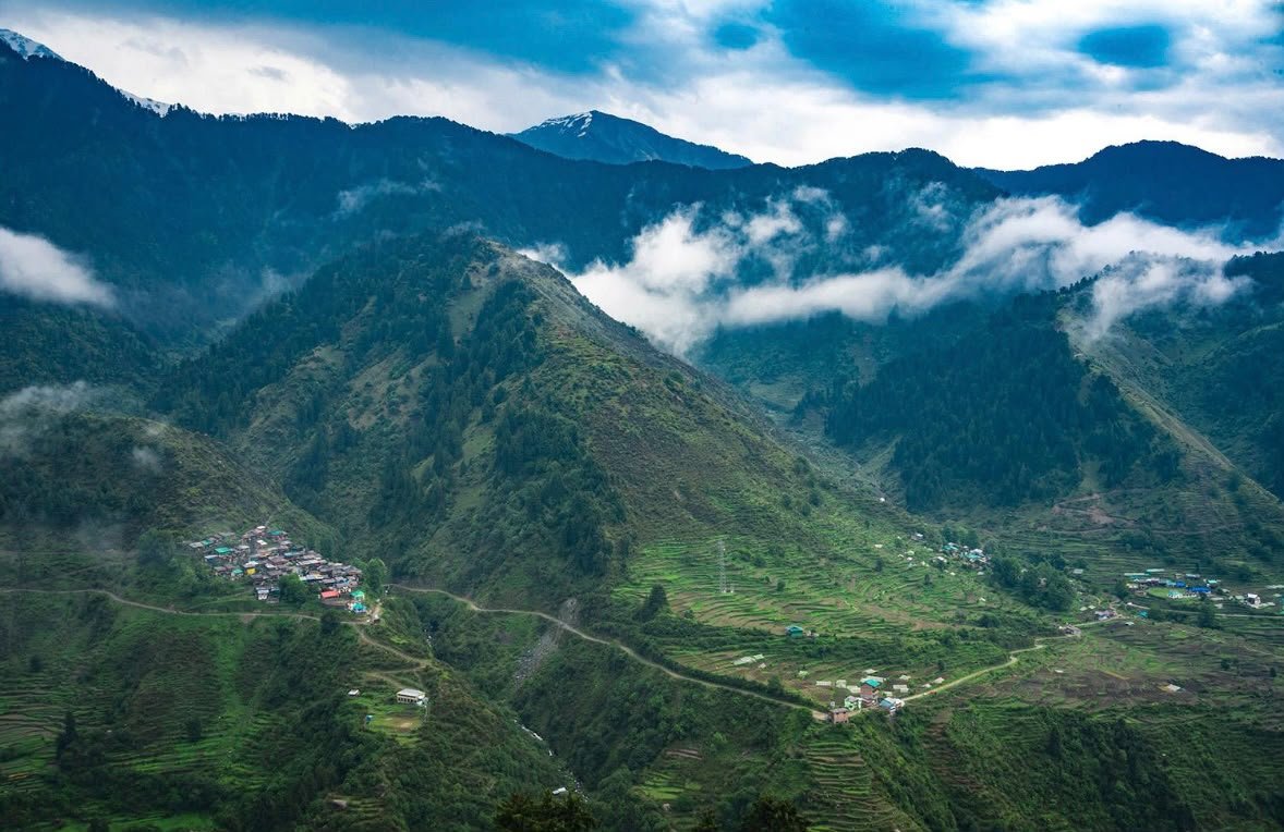 Mountain landscape around Barot Valley